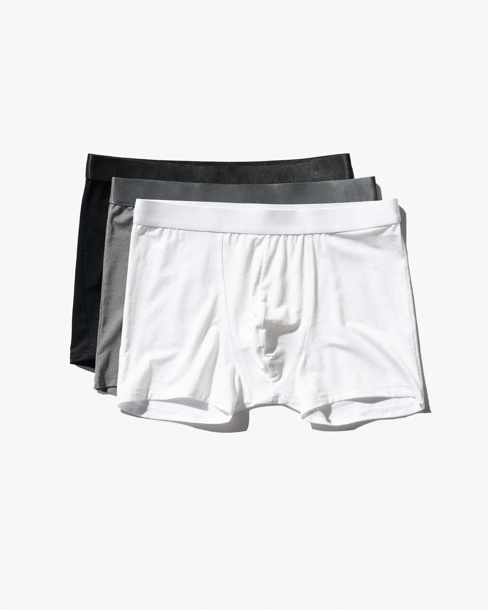 3 x BOXER BRIEFS IN BLACK, SKY GREY & WHITE