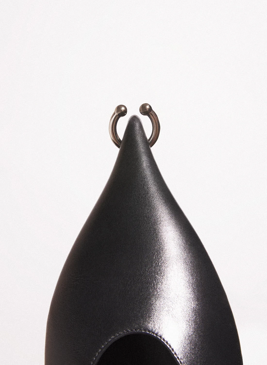 PIERCING POINTY FLATS IN CALFSKIN BLACK LEATHER